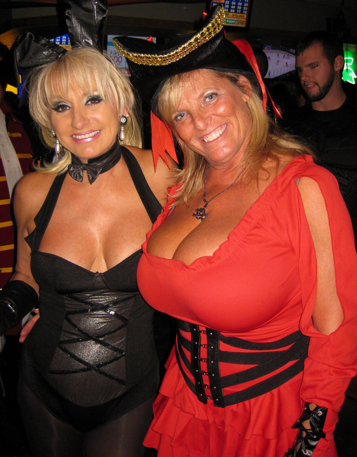 Mature woman with giant big tits at Carnival party